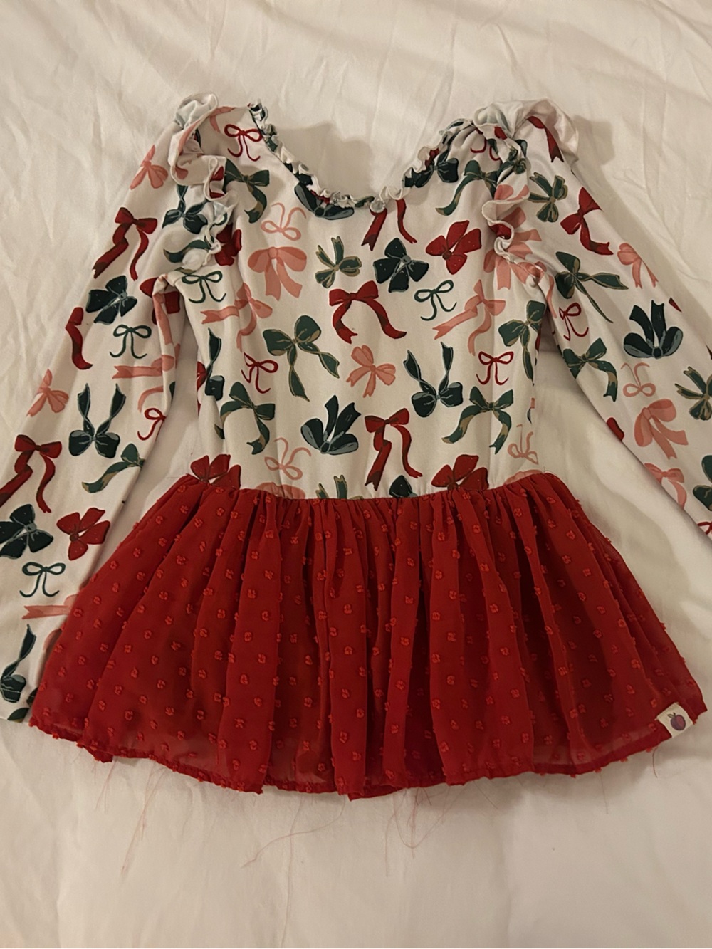 cheeky plum Red Floral Tiered Bow-Print Skirted Leotard